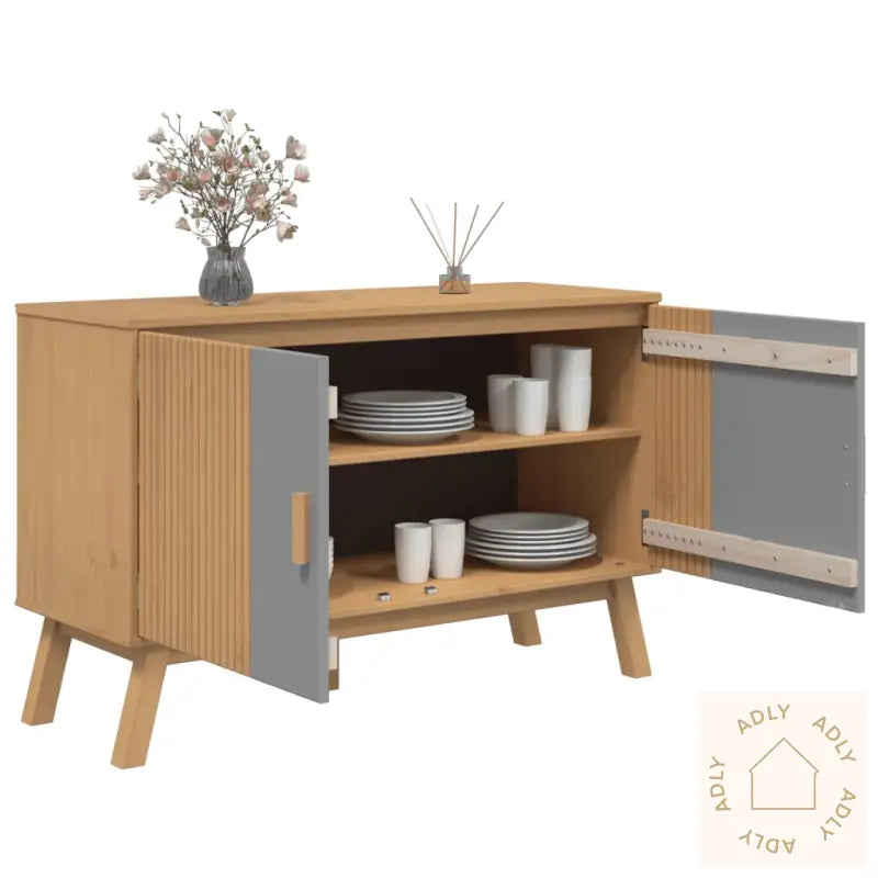 Skjenk Olden Grå Og Brun 114X43X73,5 Cm Heltre Furu