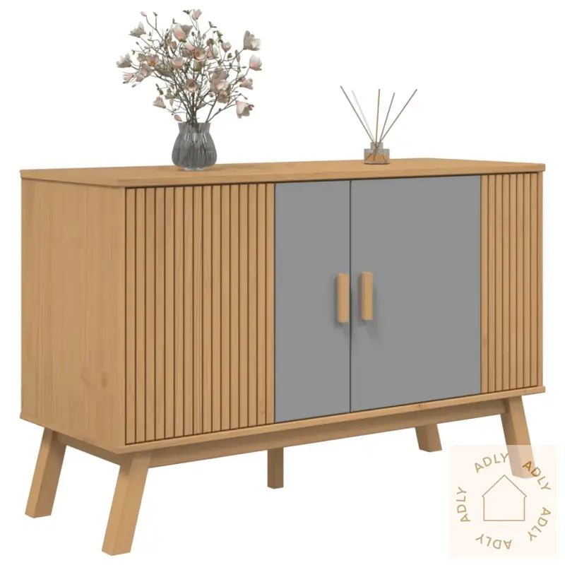 Skjenk Olden Grå Og Brun 114X43X73,5 Cm Heltre Furu