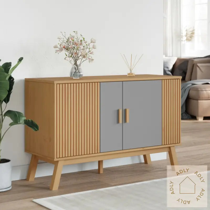 Skjenk Olden Grå Og Brun 114X43X73,5 Cm Heltre Furu