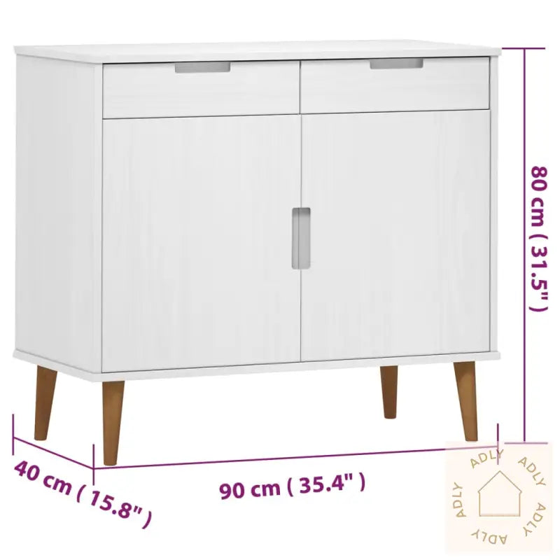 Skjenk Molde Hvit 90X40X80 Cm Heltre Furu