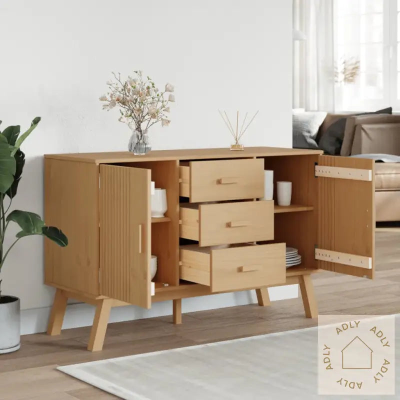 Skjenk Olden Brun 114X43X73,5Cm Heltre Furu