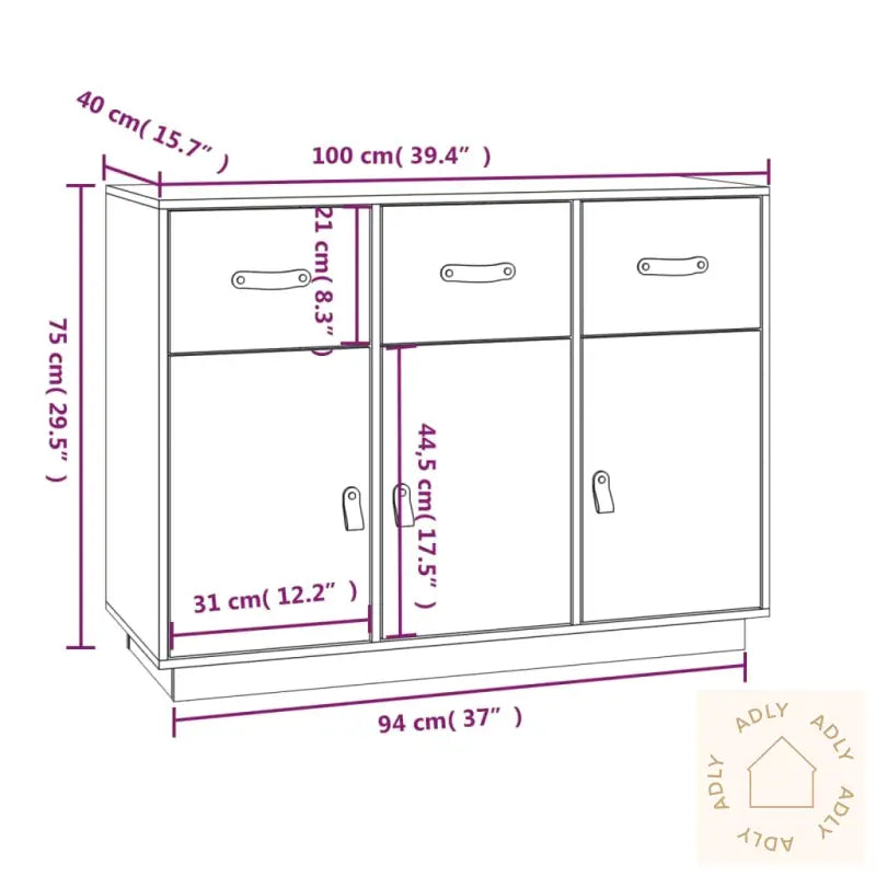 Skjenk Honningbrun 100X40X75 Cm Heltre Furu