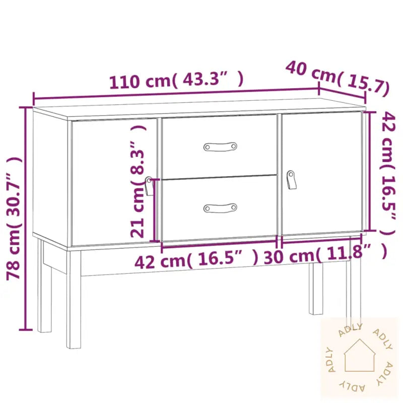 Skjenk Honningbrun 110X40X78 Cm Heltre Furu
