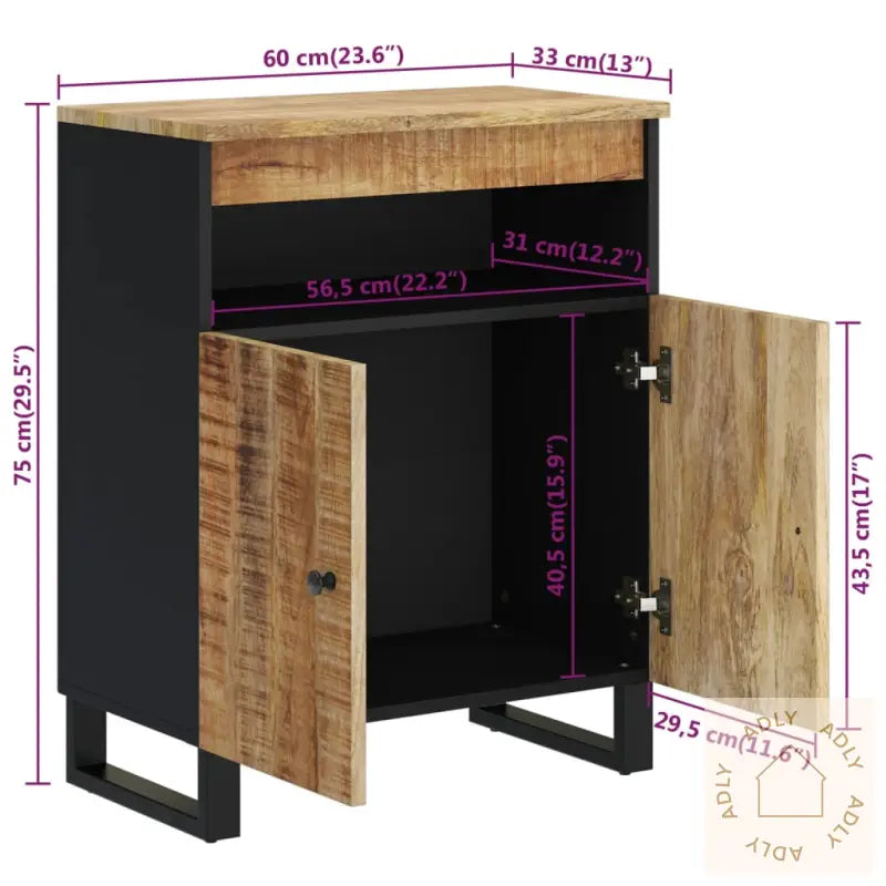 Skjenk Med 2 Dører 60X33X75 Cm Heltre Mango