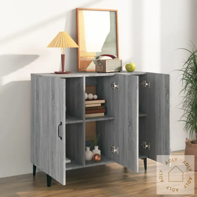 Skjenk Grå Sonoma 90X34X80 Cm Konstruert Tre