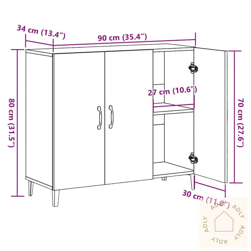 Skjenk Gammelt Tre 90X34X80 Cm Konstruert Tre