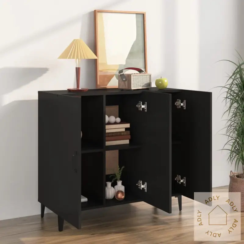 Skjenk Svart 90X34X80 Cm Konstruert Tre