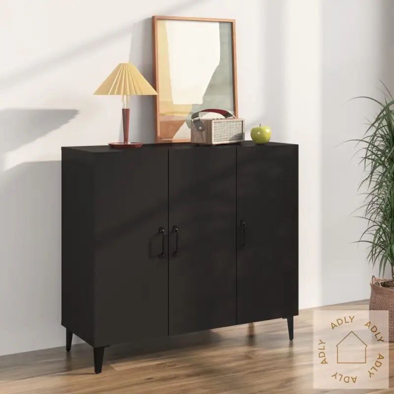 Skjenk Svart 90X34X80 Cm Konstruert Tre