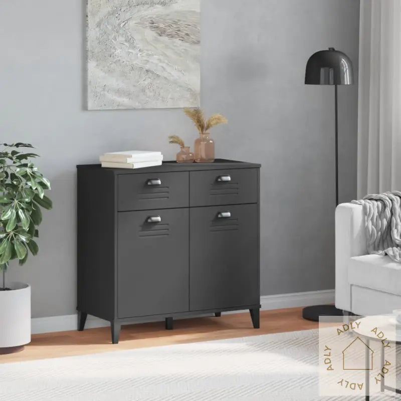 Skjenk Viken Antrasitt Grå 80X40X80 Cm Konstruert Tre