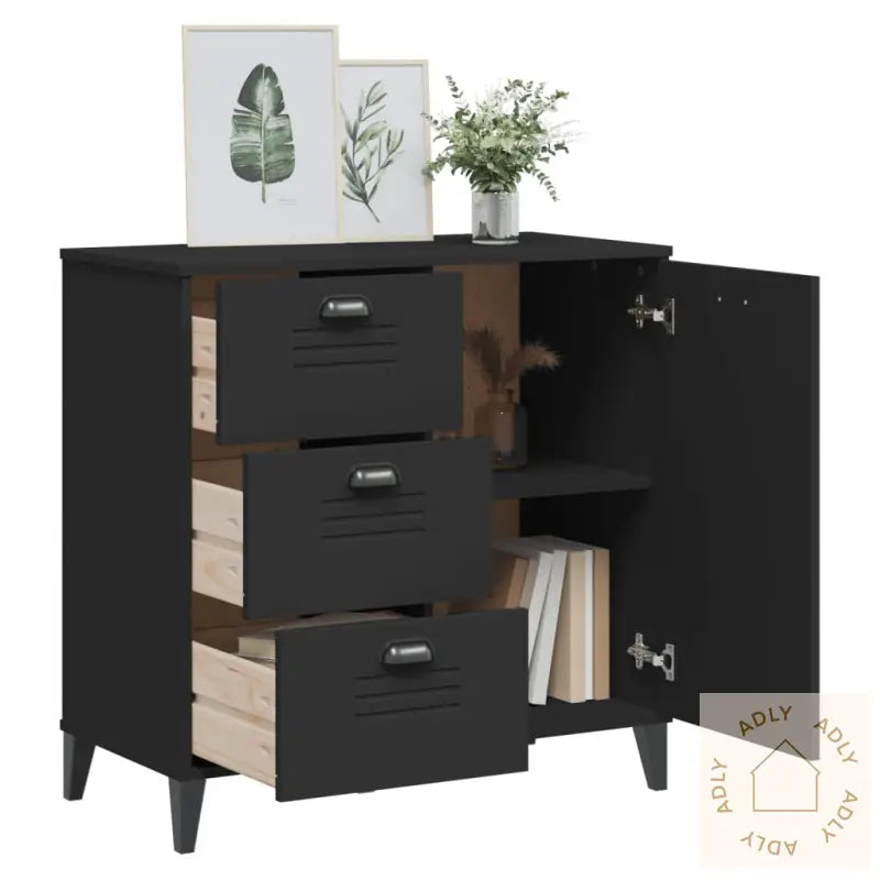 Skjenk Viken Svart 80X40X80 Cm Konstruert Tre