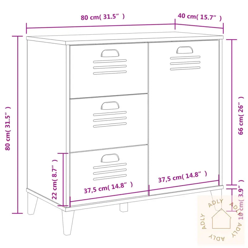 Skjenk Viken Svart 80X40X80 Cm Konstruert Tre