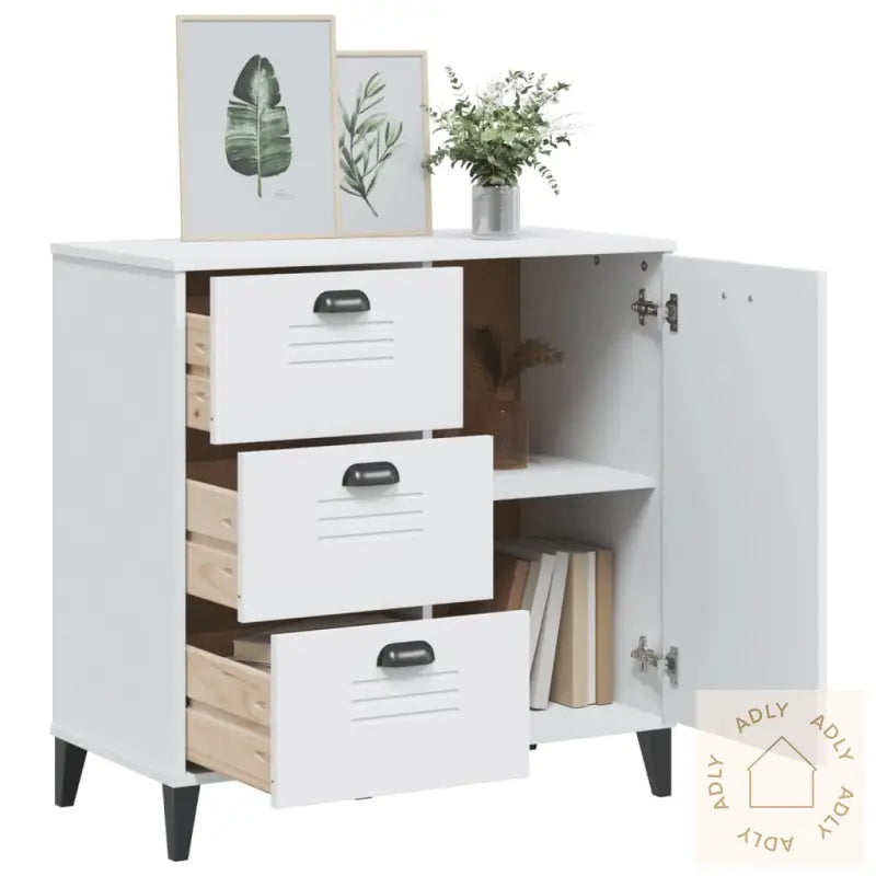 Skjenk Viken Hvit 80X40X80 Cm Konstruert Tre