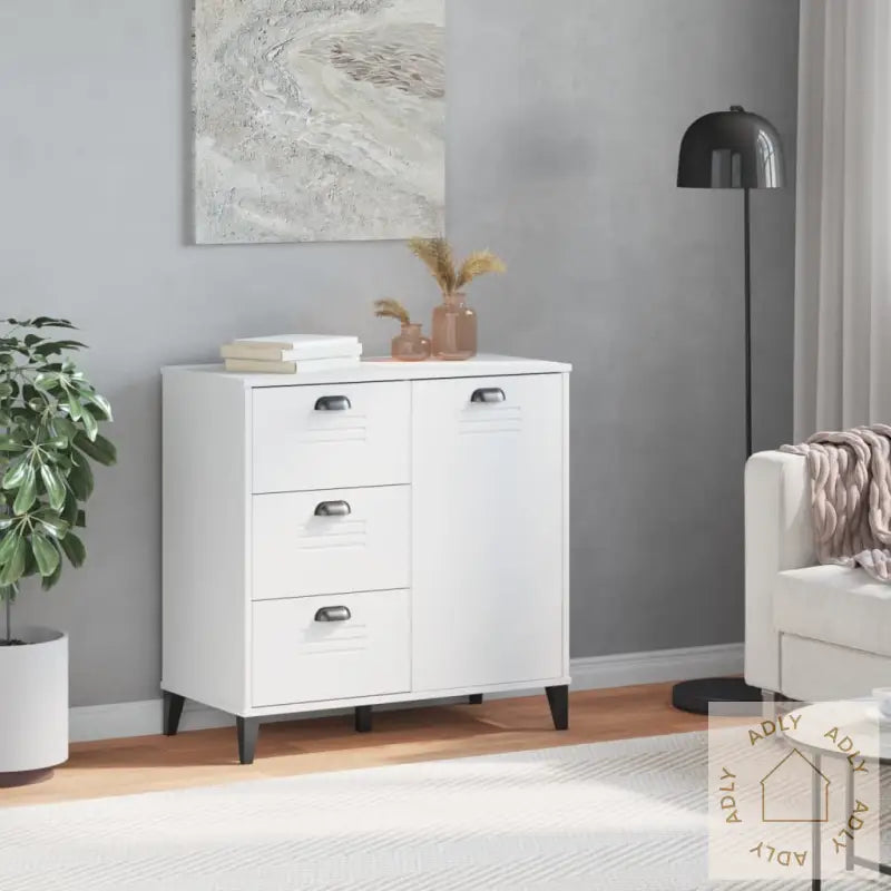 Skjenk Viken Hvit 80X40X80 Cm Konstruert Tre