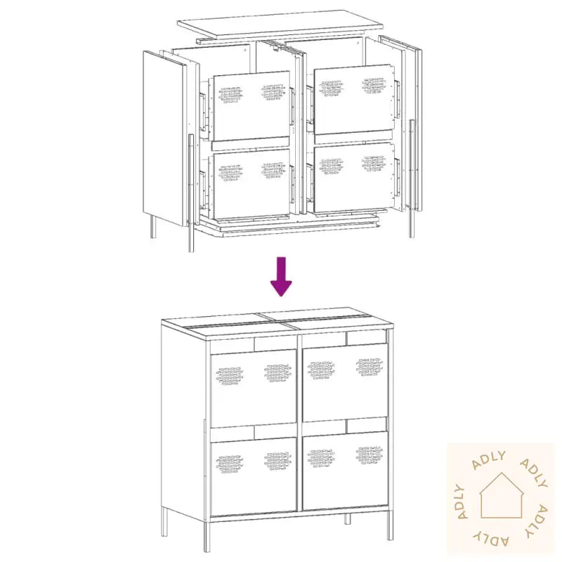 Skjenk Antrasitt 68X39X73,5 Cm Kaldvalset Stål