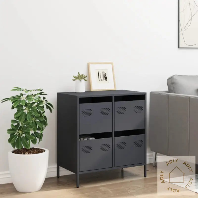 Skjenk Antrasitt 68X39X73,5 Cm Kaldvalset Stål