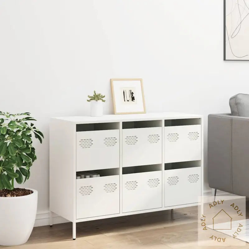 Skjenk Hvit 101,5X39X73,5 Cm Kaldvalset Stål
