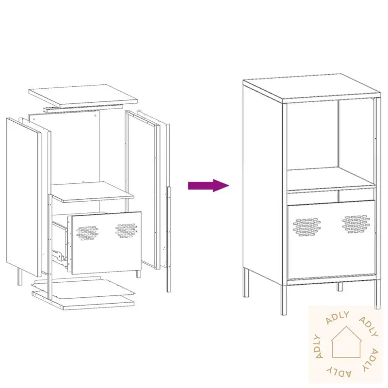 Skjenk Antrasitt 35X39X73,5 Cm Kaldvalset Stål
