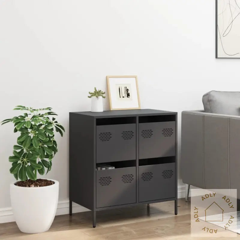 Oppbevaringskap Svart 68X39X73,5 Cm Kaldvalset Stål