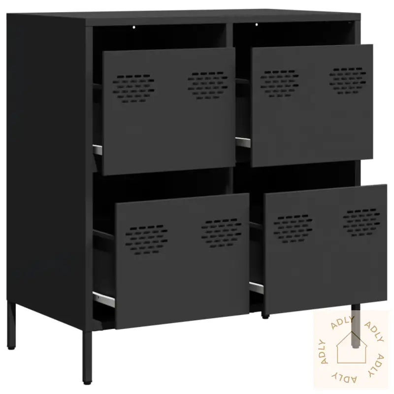 Oppbevaringskap Svart 68X39X73,5 Cm Kaldvalset Stål