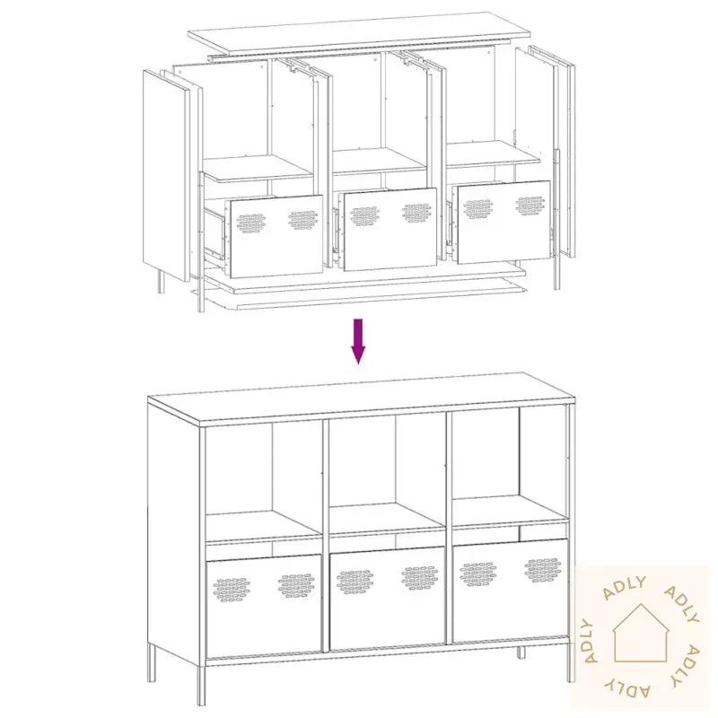 Skjenk Antrasitt 101,5X39X73,5 Cm Kaldvalset Stål