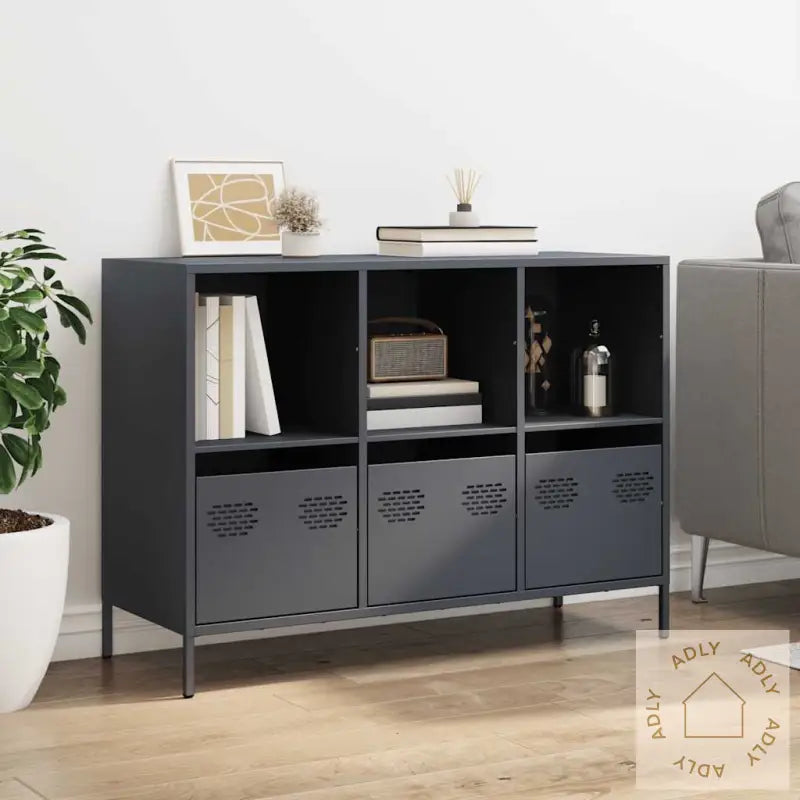 Skjenk Antrasitt 101,5X39X73,5 Cm Kaldvalset Stål