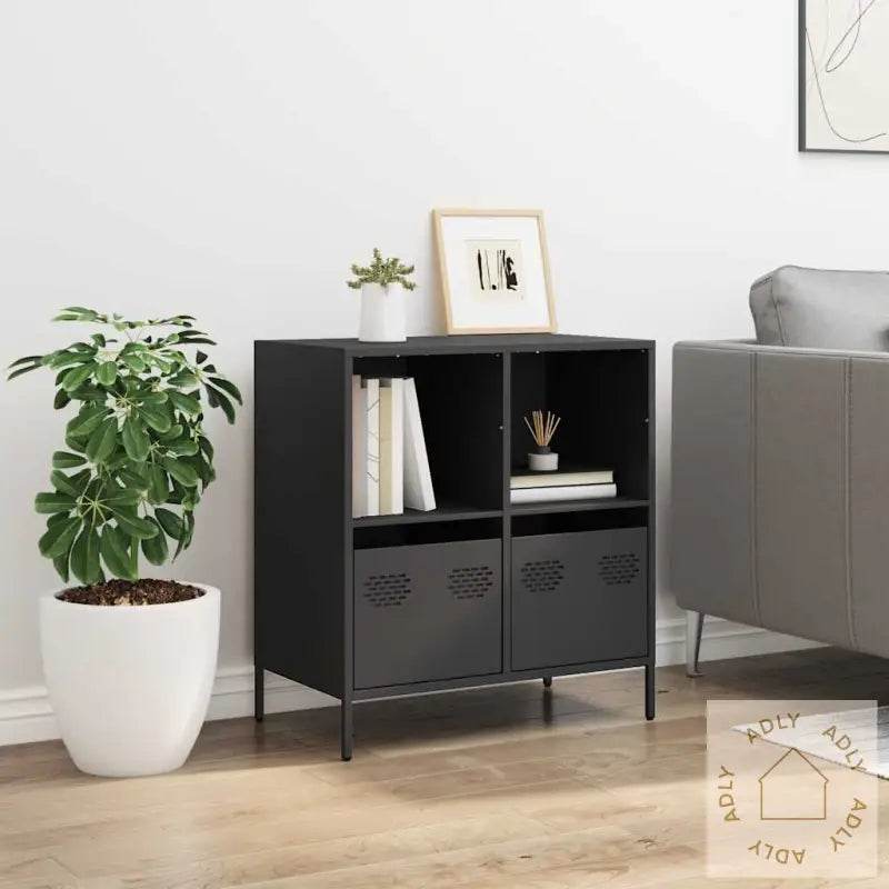 Oppbevaringskap Svart 68X39X73,5 Cm Kaldvalset Stål