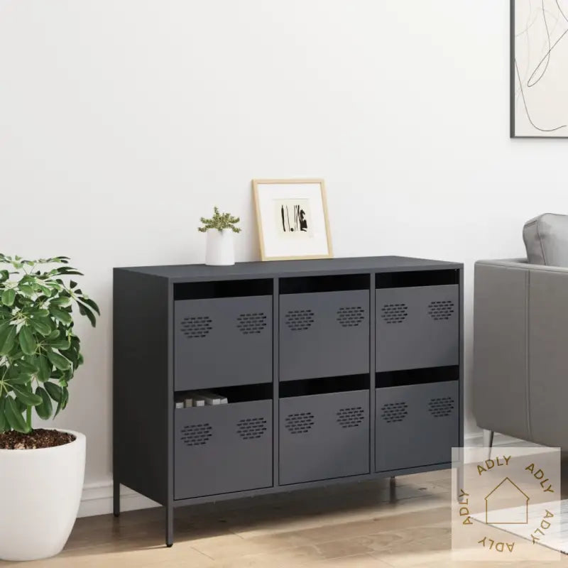 Skjenk Antrasitt 101,5X39X73,5 Cm Kaldvalset Stål