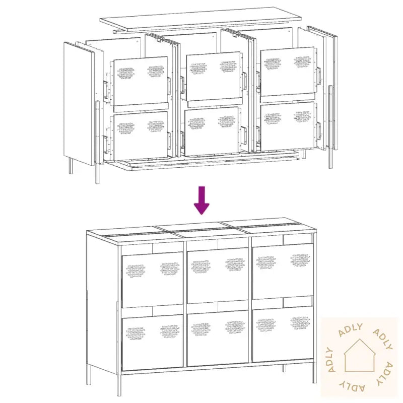 Skjenk Rosa 101,5X39X73,5 Cm Kaldvalset Stål