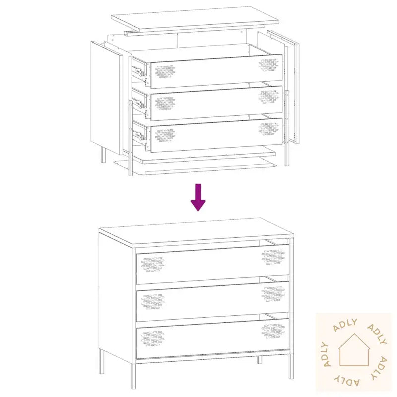 Skjenk Rosa 68X39X58,5 Cm Kaldvalset Stål