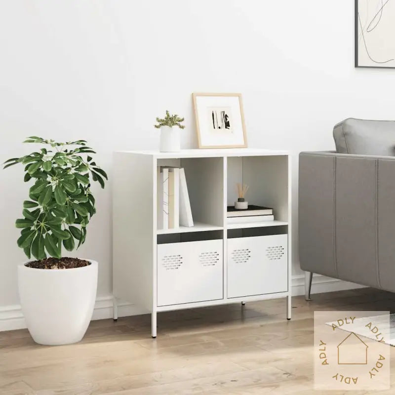 Skjenk Hvit 68X39X73,5 Cm Kaldvalset Stål