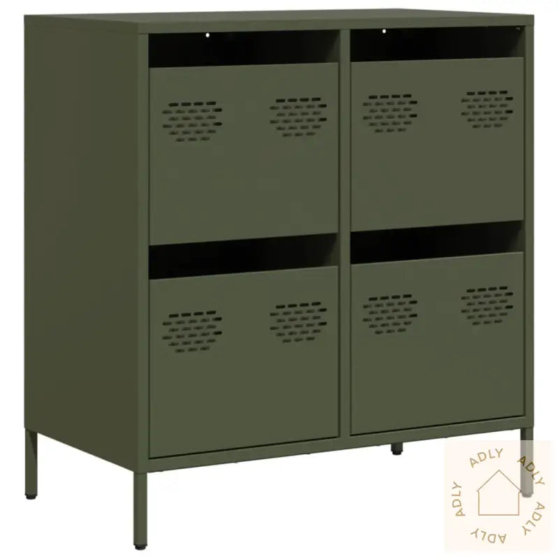 Skjenk Olivengrønn 68X39X73,5 Cm Kaldvalset Stål