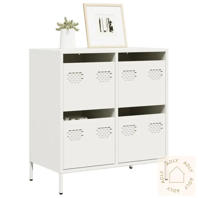 Skjenk Hvit 68X39X73,5 Cm Kaldvalset Stål