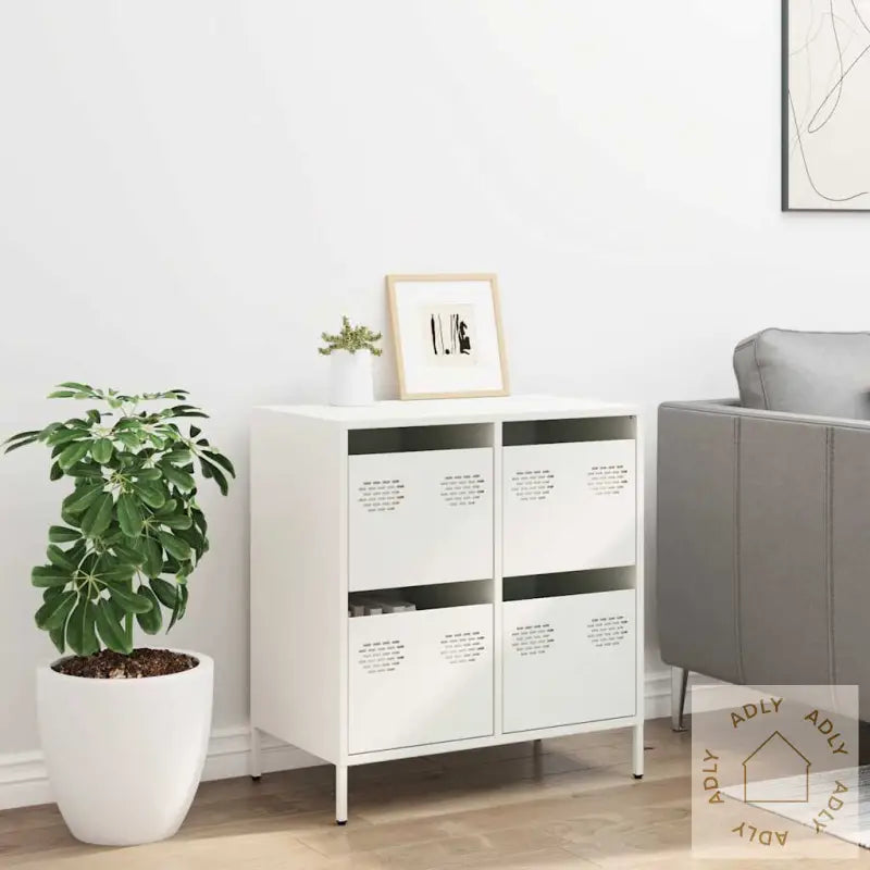 Skjenk Hvit 68X39X73,5 Cm Kaldvalset Stål