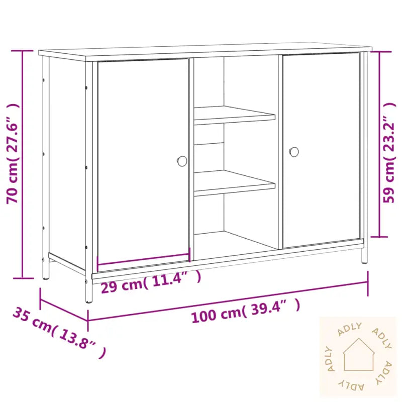 Skjenk Svart 100X35X70 Cm Konstruert Tre