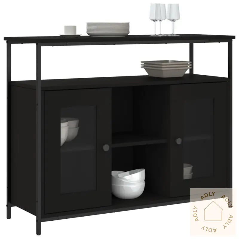 Skjenk Svart 100X35X80 Cm Konstruert Tre
