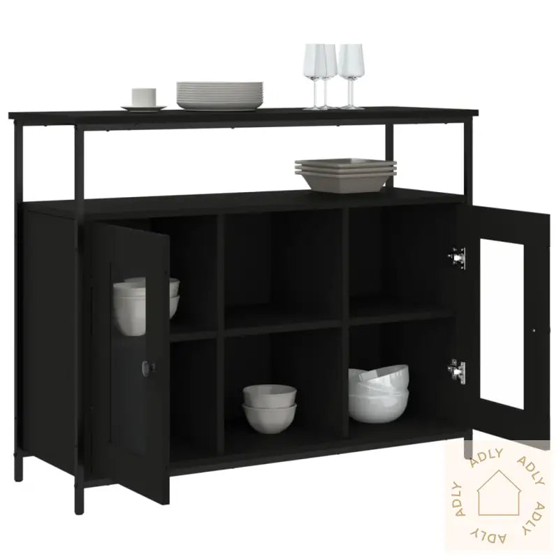 Skjenk Svart 100X35X80 Cm Konstruert Tre