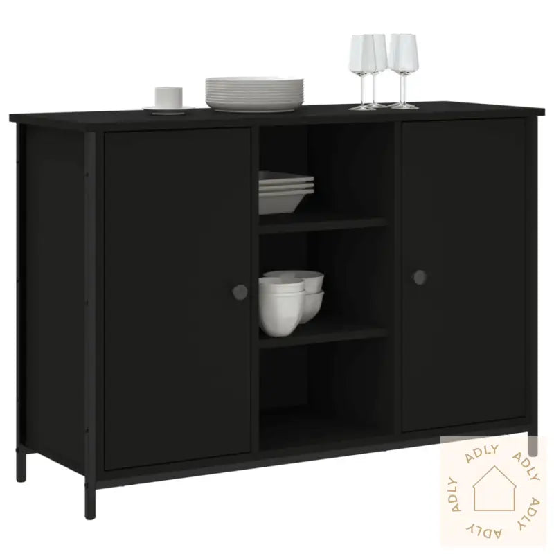 Skjenk Svart 100X35X70 Cm Konstruert Tre