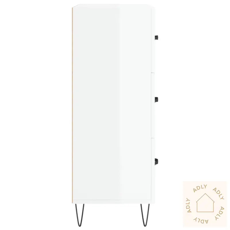 Skjenk Høyglans Hvit 69,5X34X90 Cm Konstruert Tre