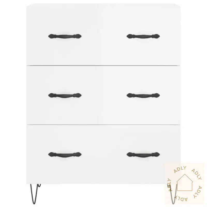 Skjenk Høyglans Hvit 69,5X34X90 Cm Konstruert Tre