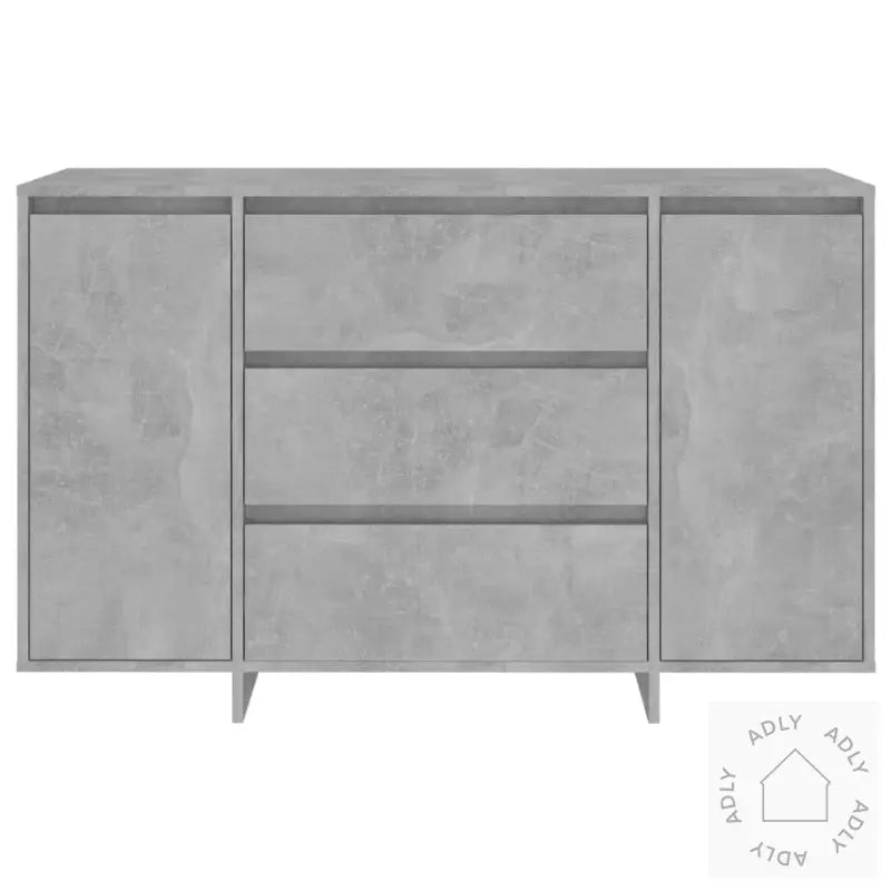 Skjenk Med 3 Skuffer Betonggrå 120X41X75 Cm Konstruert Tre