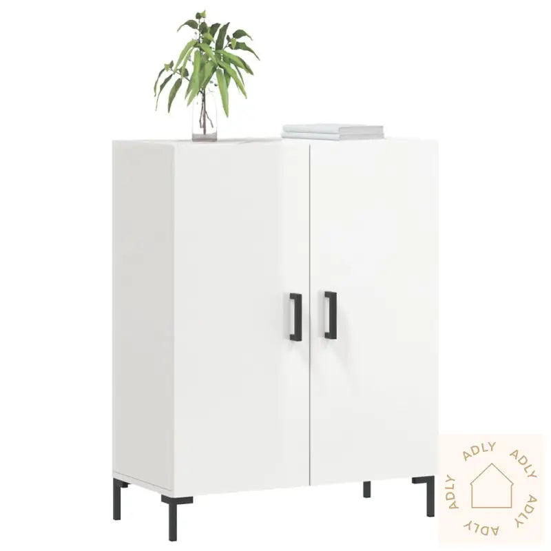 Skjenk Høyglans Hvit 69,5X34X90 Cm Konstruert Tre