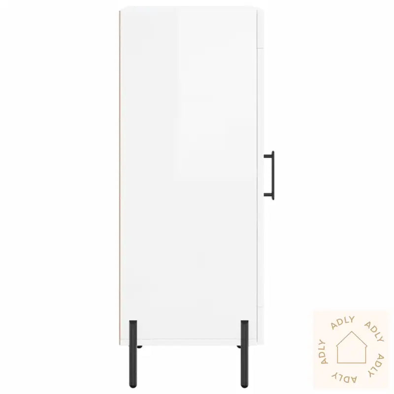 Skjenk Høyglans Hvit 34,5X34X90 Cm Konstruert Tre