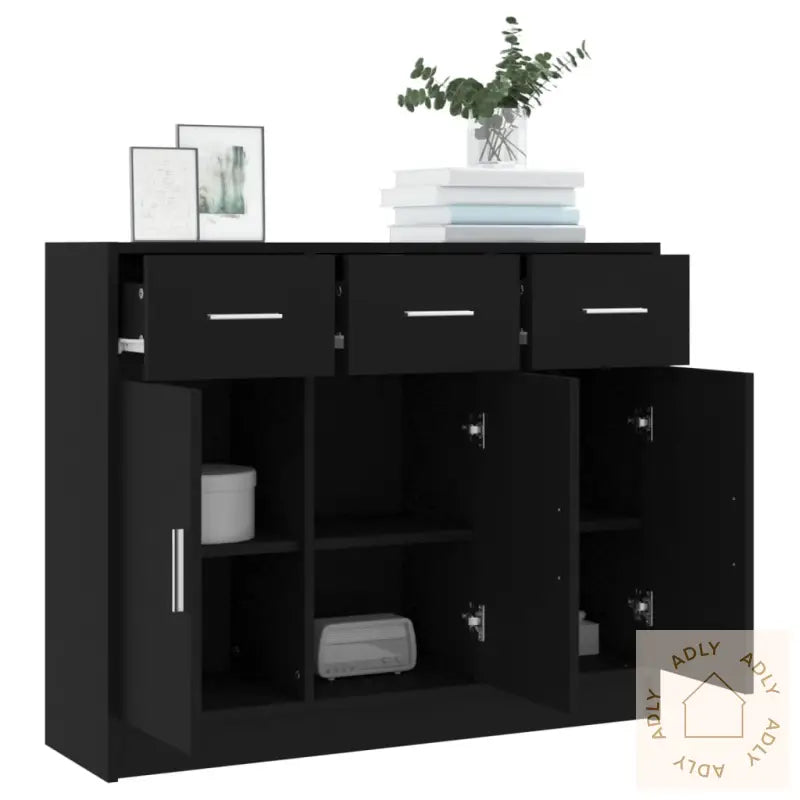 Skjenk Svart 91X28X75 Cm Konstruert Tre