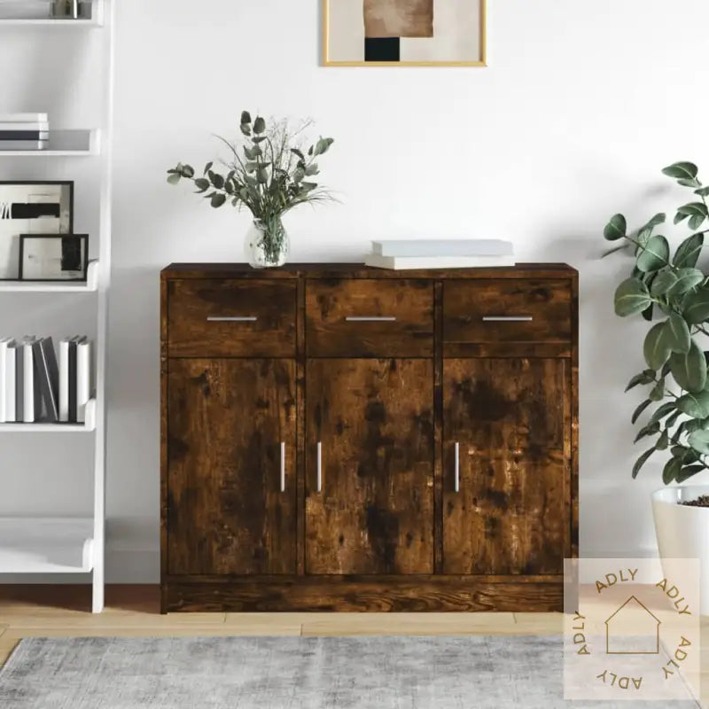 Skjenk Røkt Eik 91X28X75 Cm Konstruert Tre