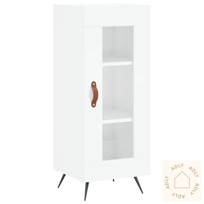 Skjenk Høyglans Hvit 34,5X34X90 Cm Konstruert Tre