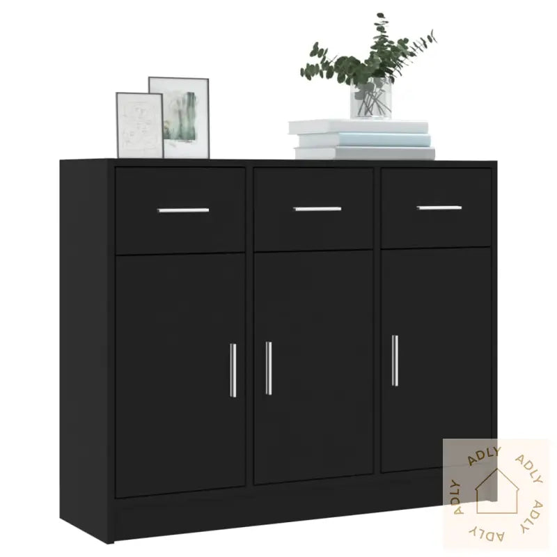 Skjenk Svart 91X28X75 Cm Konstruert Tre