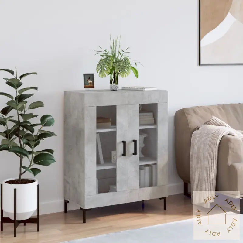 Skjenk Betonggrå 69,5X34X90 Cm Konstruert Tre