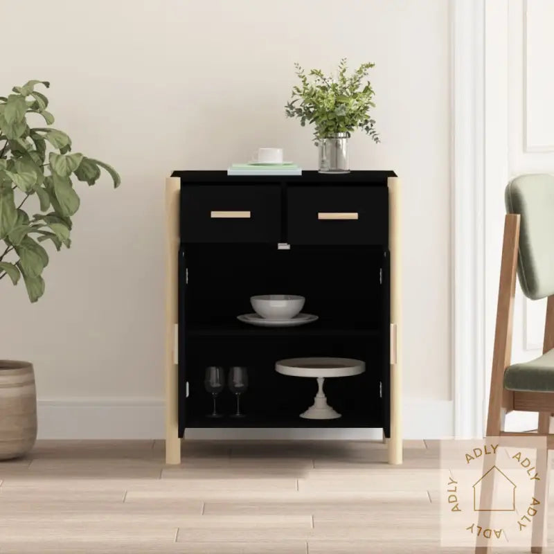 Skjenk Svart 62X38X75 Cm Konstruert Tre