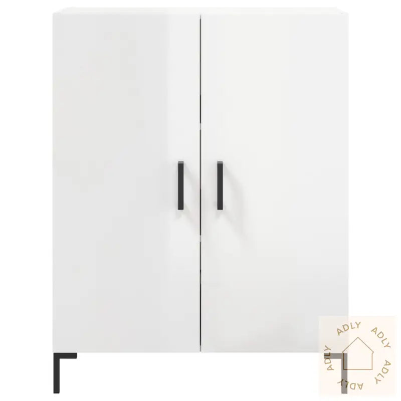 Skjenk Høyglans Hvit 69,5X34X90 Cm Konstruert Tre