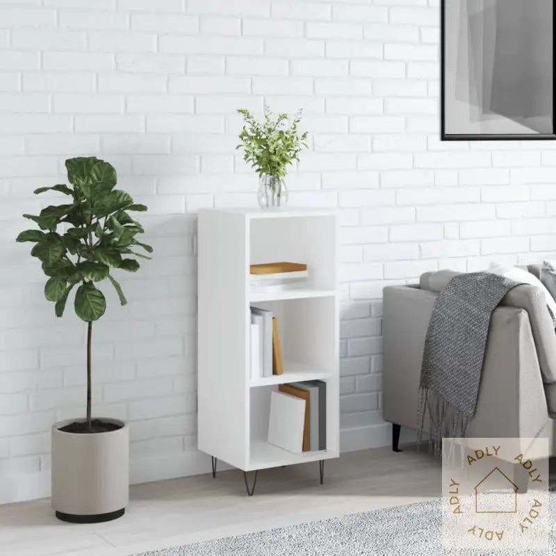 Skjenk Hvit 34,5X32,5X90 Cm Konstruert Tre